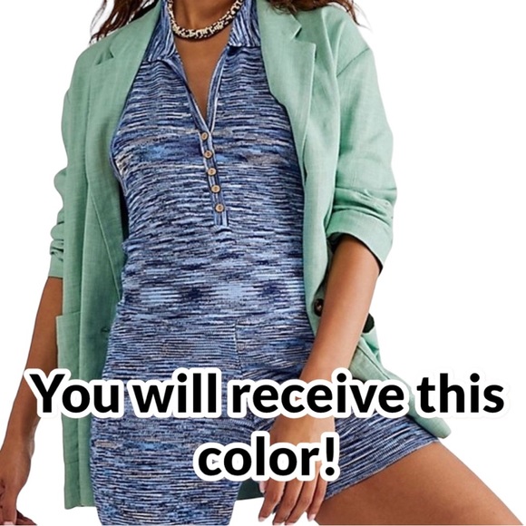 Free People Summer Nights BLUE Romper Size XS $148 - Picture 2 of 3